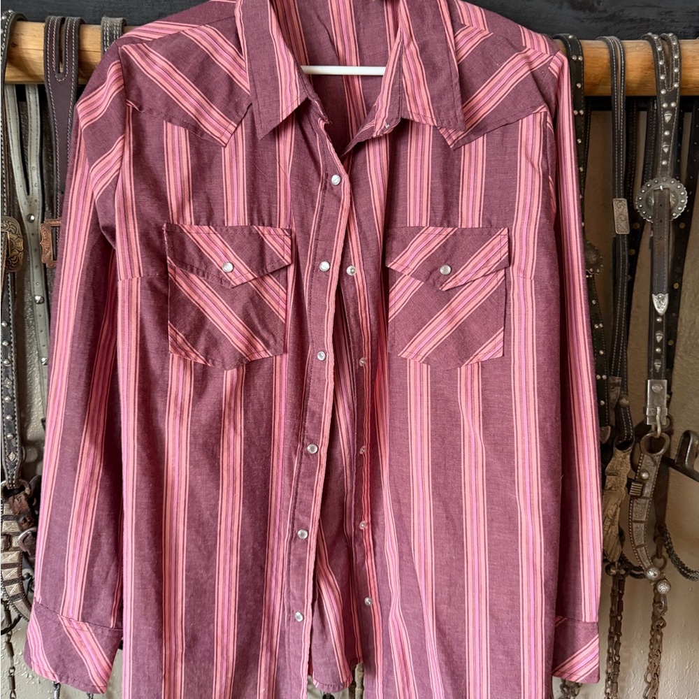 Wrangler Pink and Brown Striped Shirt